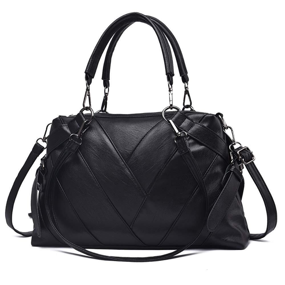 7649 Handbag Hobo Shoulder Crossbody Bag,Stitching Pu Top Handle Bags Totes